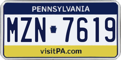 PA license plate MZN7619