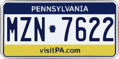 PA license plate MZN7622