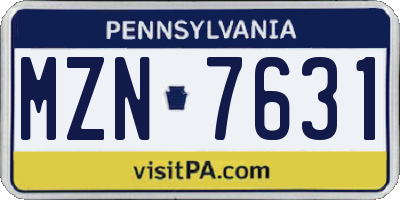 PA license plate MZN7631