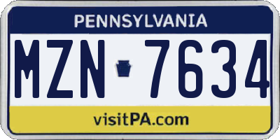 PA license plate MZN7634