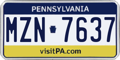 PA license plate MZN7637