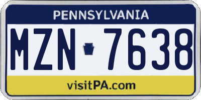 PA license plate MZN7638