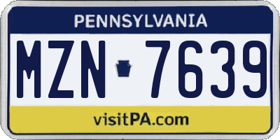 PA license plate MZN7639