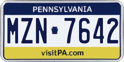 PA license plate MZN7642