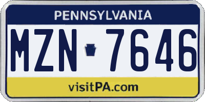 PA license plate MZN7646