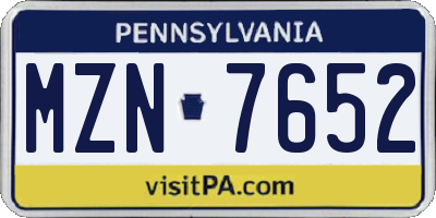 PA license plate MZN7652
