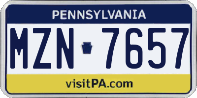 PA license plate MZN7657