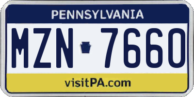 PA license plate MZN7660