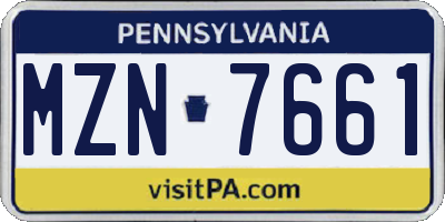 PA license plate MZN7661