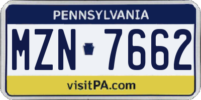 PA license plate MZN7662