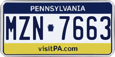 PA license plate MZN7663