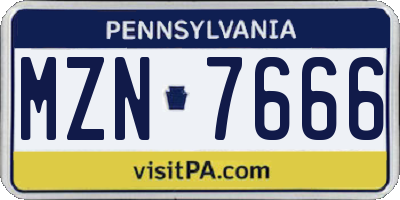 PA license plate MZN7666