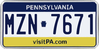 PA license plate MZN7671