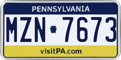 PA license plate MZN7673