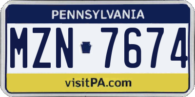 PA license plate MZN7674