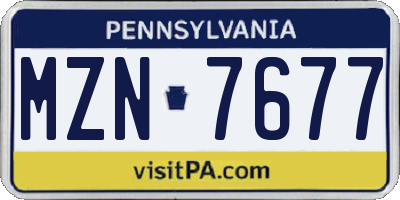 PA license plate MZN7677