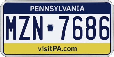 PA license plate MZN7686