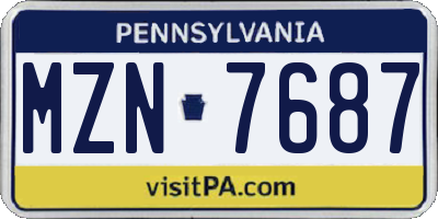 PA license plate MZN7687