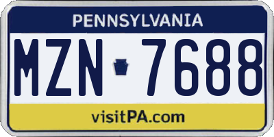 PA license plate MZN7688