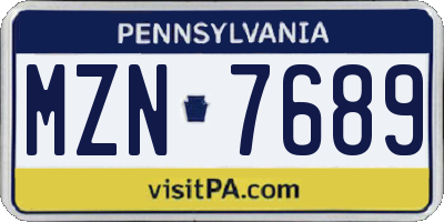 PA license plate MZN7689