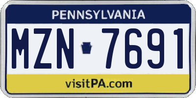 PA license plate MZN7691