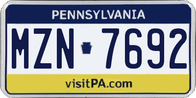 PA license plate MZN7692