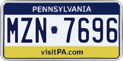 PA license plate MZN7696