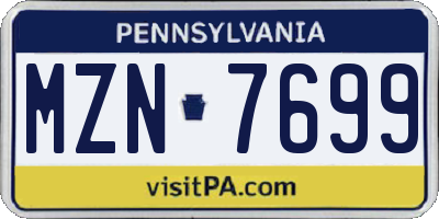 PA license plate MZN7699