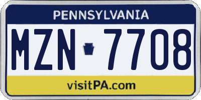 PA license plate MZN7708