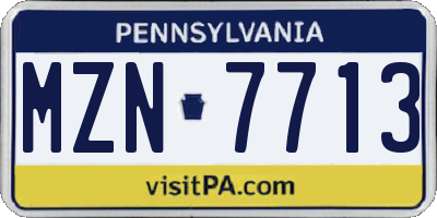 PA license plate MZN7713