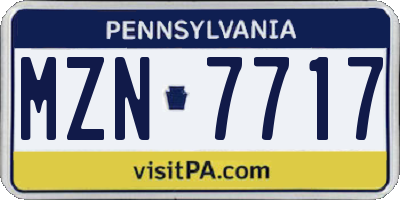 PA license plate MZN7717