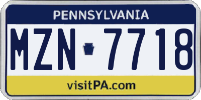 PA license plate MZN7718