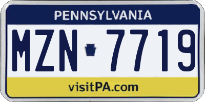 PA license plate MZN7719