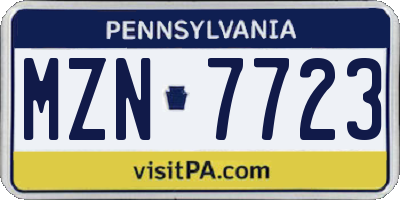 PA license plate MZN7723