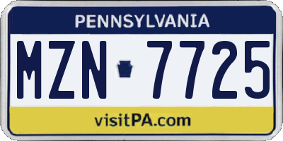 PA license plate MZN7725
