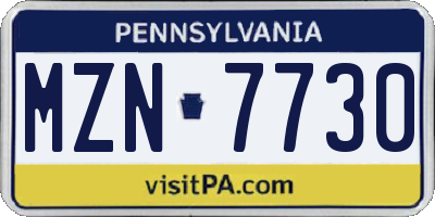 PA license plate MZN7730