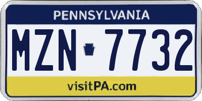PA license plate MZN7732