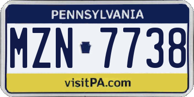 PA license plate MZN7738