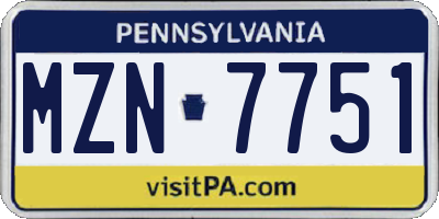 PA license plate MZN7751