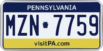 PA license plate MZN7759
