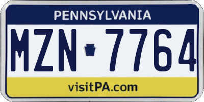 PA license plate MZN7764