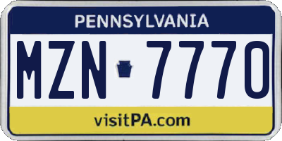 PA license plate MZN7770