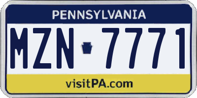 PA license plate MZN7771
