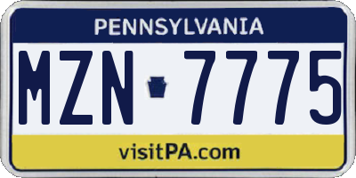 PA license plate MZN7775