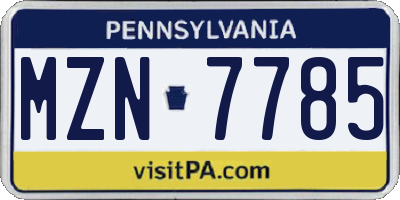 PA license plate MZN7785