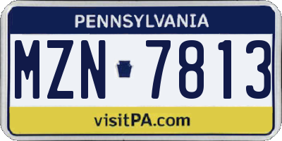 PA license plate MZN7813