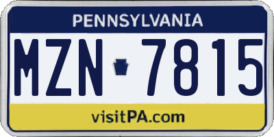 PA license plate MZN7815