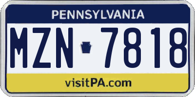 PA license plate MZN7818