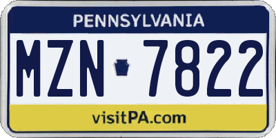 PA license plate MZN7822