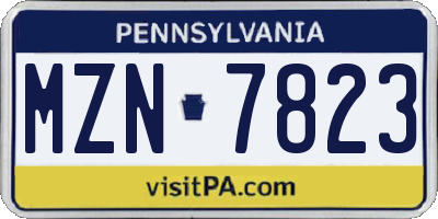 PA license plate MZN7823